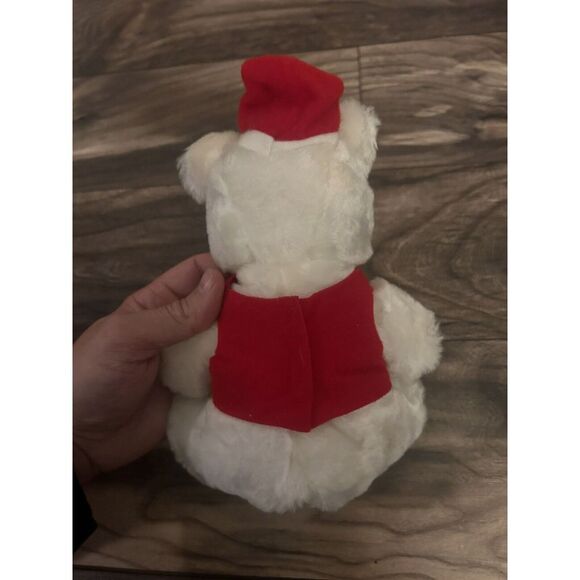 8" VINTAGE 1982 DAKIN WHITE CHRISTMAS CUB TEDDY BEAR STUFFED ANIMAL PLUSH TOY - Picture 2 of 3